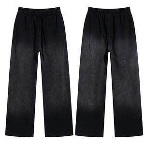 Pantalones de hombre desgastados teñidos en aerosol de 450 gramos personalizados con pantalones de chándal sueltos informales lavados con ácido para hombre - Product Image 1