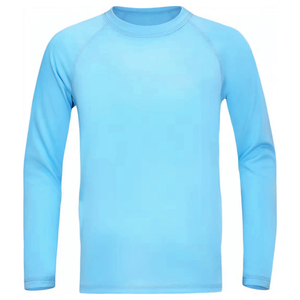 Maillot de compression unisexe bleu clair à manches longues, anti-UV, séchage rapide, écologique, respirant, en polyester, pour enfants - Product Image 1