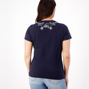 Camiseta bordada de verano de alta calidad, camisetas transpirables para mujer, camiseta bordada totalmente personalizada para mujer - Product Image 2