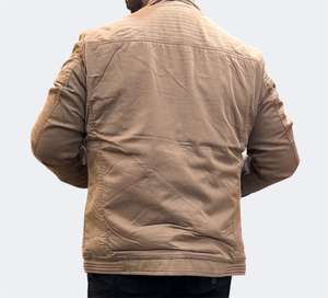 Veste de motard vintage décontractée kaki pour homme Bearfit, automne, 100% coton, coupe ajustée, écologique, coupe-vent, respirante, fermeture éclair, service OEM - Product Image 4