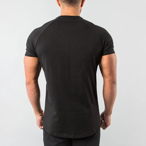 Pantalones de chándal de algodón de fuente básica para hombre, camiseta de gimnasio, serigrafía, cuello redondo, manga corta, diseño sólido, tela de punto suave - Product Image 5