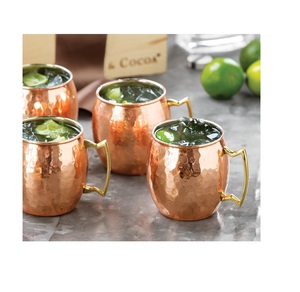 Copas de cerámica Moscow Mule de alta demanda cobre puro con mango de latón para cerveza de jengibre hecha a mano en la India - Product Image 4