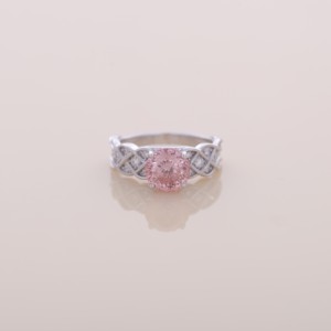 IGI Certified Round Cut Pink Lab Grown Diamond Vintage Infinity Engagement-Wedding Ring in <b>Solid</b> 925 Sterling <b>Silver</b> - Product Image 1