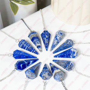 Péndulos facetados de cuarzo, lapislázuli de Color azul, proveedor de la más vendida - Product Image 4