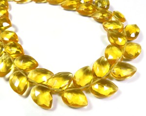 Chất Lượng Cao Tổng Hợp Thủy Tinh Thạch Anh Mặt Lỏng 10x7Mm Vàng Trong Suốt Lê Hạt 7.5 "Sợi Đường Chéo Khoan - Product Image 2