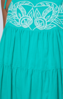 Robe mini trapèze ample en coton doux, col carré, broderie main, décontractée, bretelles spaghetti réglables, tie-dye