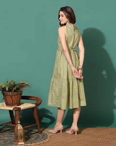 Robe d'été 100% coton faite à la main pour les femmes indiennes élégante sans manches imprimé fleuri longue pour les fêtes mariages cadeau de mariée naturel - Product Image 3