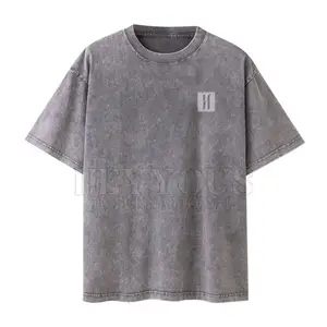 Camiseta vintage de alta qualidade para homens, camiseta de algodão vintage de grandes dimensões com lavagem ácida