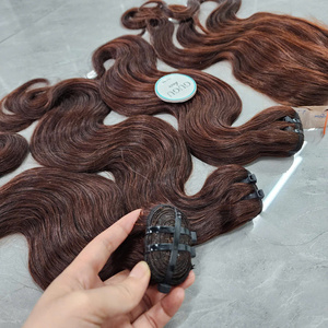 Bundles de cheveux humains vierges de vague de corps de couleur brune avec fermeture Bundles de cheveux humains vierges avec fermeture - Product Image 3