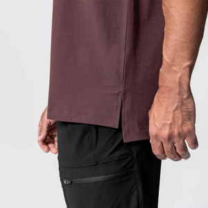 Men Oversized <b>Maroon</b> T-Shirt Loose Fit Short Sleeve Cotton Casual Streetwear Relaxed Fit <b>Top</b> Custom Logo Available - Product Image 4