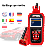 Lecteur de codes ECU EOBD OBD2 professionnel et testeur de batterie pour voitures, camions, motos et bateaux, avec fonction de réinitialisation des voyants d'entretien.