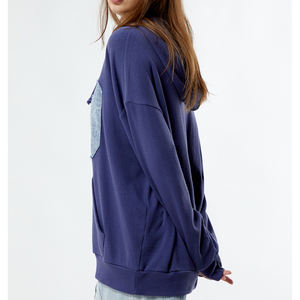 เสื้อฮู้ดสวมหัวแบบสวมหัวด้านหน้าพิมพ์ลายสำหรับผู้หญิง100% ใยไผ่เฮฟวี่เวทแบบธรรมดามีเชือกผูก - Product Image 5