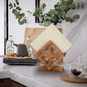 Porte-serviettes en tissu de bois de bambou écologique en bois rustique pour décorations de Table à manger de cuisine de vaisselle - Product Image 5