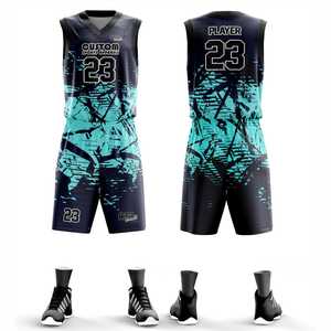 Nouveaux styles Design personnalisé maillot de basket-ball respirant séchage rapide Polyester maille tissu couleur uniforme complet de l'équipe de basket-ball - Product Image 1