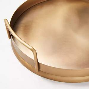 Bandeja de servicio de metal de lujo con detalles de ágata natural - Product Image 2