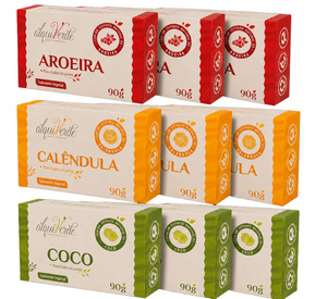 Kit de Jabones Vegetales Veganos Ecológicos Naturales Alquiverde (paquete de 9) - Aloe Vera, Caléndula y Coco - Set de Hidratación Suave - Product Image 1