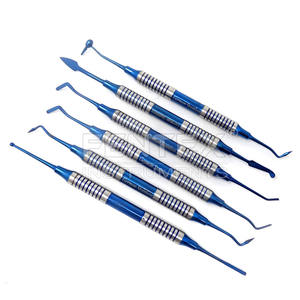 6 uds., mango hueco Manual reutilizable, relleno compuesto Dental, instrumentos de acero inoxidable de doble punta con revestimiento de titanio azul - Product Image 2