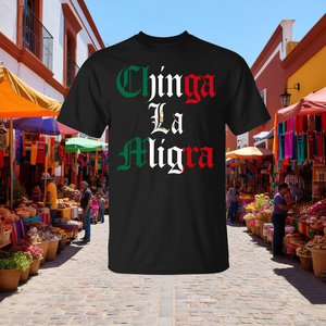 T-shirt promozionale Chinga La Migra Messico: Abbigliamento con messaggio audace - Product Image 3