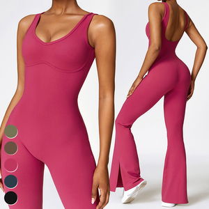 Ropa de mujer Sexy Open Flare Big U Back Body Monos deportivos personalizados Gimnasio Fitness Body Mujeres Mono de Yoga de una pieza - Product Image 5