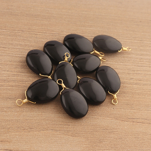 Ainty-conector de envoltura de alambre de ónix negro chapado en oro de latón, conectores de fabricación DIY de bucle único - Product Image 5
