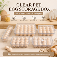 Caja Apilable Transparente de PET para Almacenamiento de Huevos con Tapa para Organización de Huevos en el Refrigerador