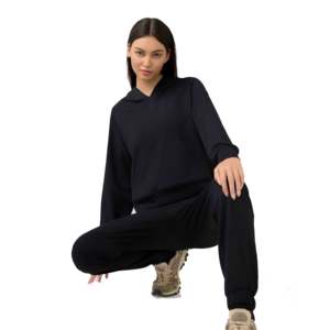 Sudadera recortada de gran tamaño personalizada para mujer, sudadera 100% de algodón con lavado ácido, sudadera con logotipo frontal de punto lavado a la piedra, uso en invierno - Product Image 3