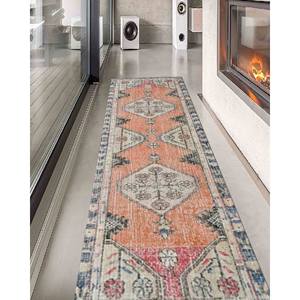 Alfombra Turca Floral Naranja: Alfombra Decorativa con Estampado Antiguo Desgastado, Alfombra de Chenilla - Product Image 5