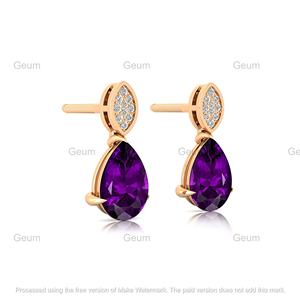 Boucles d'oreilles en forme de poire en or massif et diamant véritable 3.4 Cts Style mignon pour fête de mariage ou cadeau ODM OEM bijoux - Product Image 4