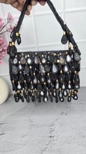 Moda hecha a mano con cuentas lentejuelas embrague mujer bolso lindo embrague bolsos Bling señoras fiesta noche bolso - Product Image 4