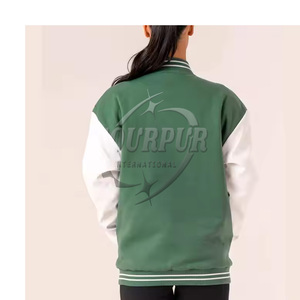 High Quality 100% Cotton Embroidered Stand Winter Fashion Casual Button <b>Bomber</b> <b>Jackets</b> <b>Men's</b> Women's <b>Varsity</b> Baseball Front - Product Image 3