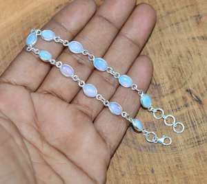 Milky Opalite 925 Sterling <b>Silver</b> 11 Stone Handmade Jewellery Adjustable Bracelet Elegant Unique Gift For <b>Women</b> - Product Image 3