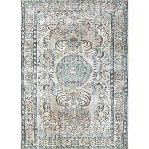 พรมขนสัตว์ถักมือสไตล์วินเทจ สีเบจและสีน้ำตาล ลายเหรียญแบบนามธรรม รูปทรงสี่เหลี่ยมผืนผ้า สำหรับตกแต่งบ้าน ห้องนั่งเล่น ทางเดิน รุ่น Pae-2839 - Product Image 1