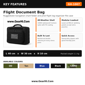 Ruggedized Heavy Duty Flight <b>Document</b> Bag Navigation Chart <b>Folder</b> Pilot Flight Log Organizer File Case Aviation <b>Document</b> Bags - Product Image 5
