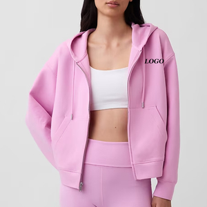 Sweat à capuche pour femme avec un design tendance pour les commandes en gros, logo personnalisé, design uni de couleur unie avec cordon de serrage et capuche, décontracté - Product Image 1