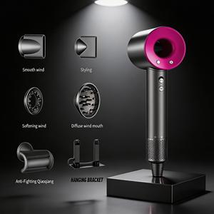 Sèche-cheveux ionique 5-en-1 avec accessoires magnétiques, moteur numérique haute vitesse, contrôle intelligent de la chaleur, multi-styler, rose/gris - Product Image 4