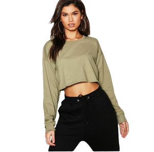 Moda transpirable Ropa informal Mujer Crop Top Sudaderas Algodón Entrenamiento personalizado Crop Top Sudadera para mujer - Product Image 6