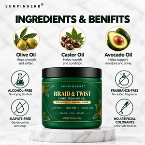 SUNPINHERB Gel Coiffant Professionnel Fixation Forte pour Tresses et Twists 16 Oz Sans Résidus avec Huile d'Olive pour Cheveux Naturels et Locs - Product Image 4