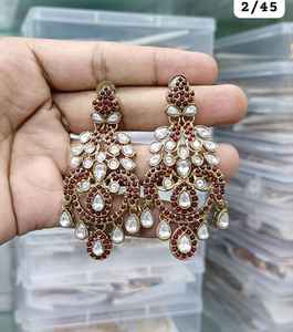 Último diseñador indio al por mayor joyería de jhumka Kundan pendientes nuevas colecciones para mujer elegante colección de pendientes 2024 - Product Image 5