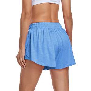 Taille haute double couche shorts pour femmes poche pour téléphone vêtements de golf vêtements de tennis athlétique polyester shorts de course pour les femmes - Product Image 5