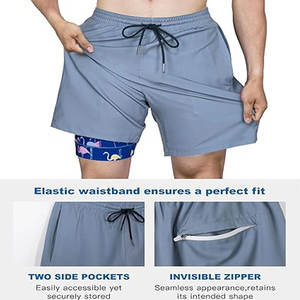 Short de sport basket-ball personnalisé avec logo Short de compression pour homme à taille élastique solide à double couche pour l'entraînement et le jogging pour adulte - Product Image 4