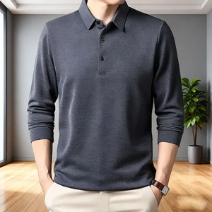 Camiseta de Manga Larga para Hombre, Transpirable, Informal, para Otoño y Primavera, Suave, Corte Regular, 100% Algodón Tejido - Product Image 4