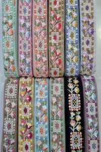 Fait sur mesure en paisley conçu des rubans brodés à la machine et des lacets et en douze couleurs pour les robes de mariée en 1.5 pouces. - Product Image 6