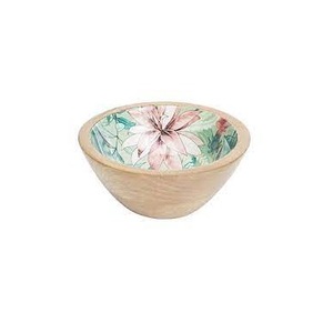 Tazón de servicio de madera tallada con revestimiento de esmalte para el hogar a precio económico, tazón de madera de diseño clásico para venta al por mayor - Product Image 1
