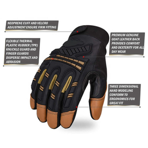 Guantes DE TRABAJO mecánicos antideslizantes de cuero duradero a precio barato, diseño de estilo personalizado para guantes de seguridad de trabajo mecánico - Product Image 2