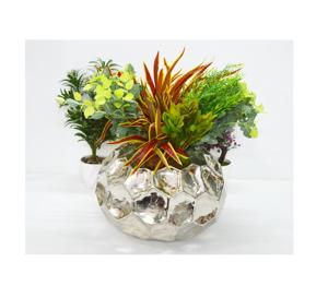 Venta caliente Lujos Look Florero Gran Diamante Martillado Metal Niquelado Único Premium Plata Hogar/Boda Decoración Jarrones - Product Image 3