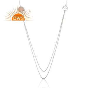 Hamsa Hand Designer Sterling Silver Chain Necklace Jewelry Manufacturer of Rose Chalcedony Gemstone Necklace - Product Image 4