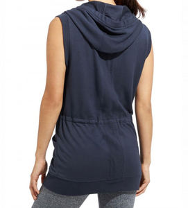 Sweat à capuche d'automne sans manches pour femmes Fit Cropped Top Zipper Logo personnalisé brodé respirant coton Design col à capuche Badge - Product Image 4