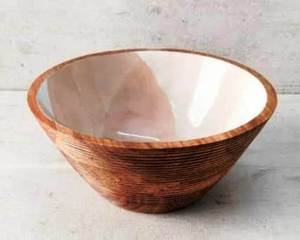 Date Arrivée Conception Émail Imprimer Acacia En Bois Bol De Service Fabricant Antique Conception Imprimé À La Main En Bois Vaisselle Bol - Product Image 3