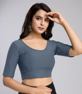 Trendmalls chemisier décontracté pour femme Dobby coton élastine extensible tissé uni teint nœud manches raglan demi-manche lavable - Product Image 4