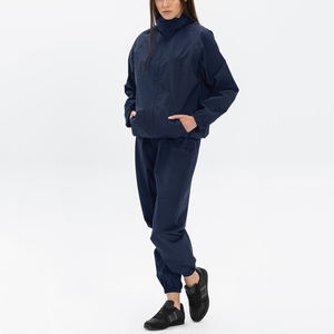 Sweat-shirt en nylon décontracté pour hommes avec logo personnalisé OEM 2 pièces noir vêtements de sport survêtement maternité ensemble de survêtement décontracté hiver - Product Image 2